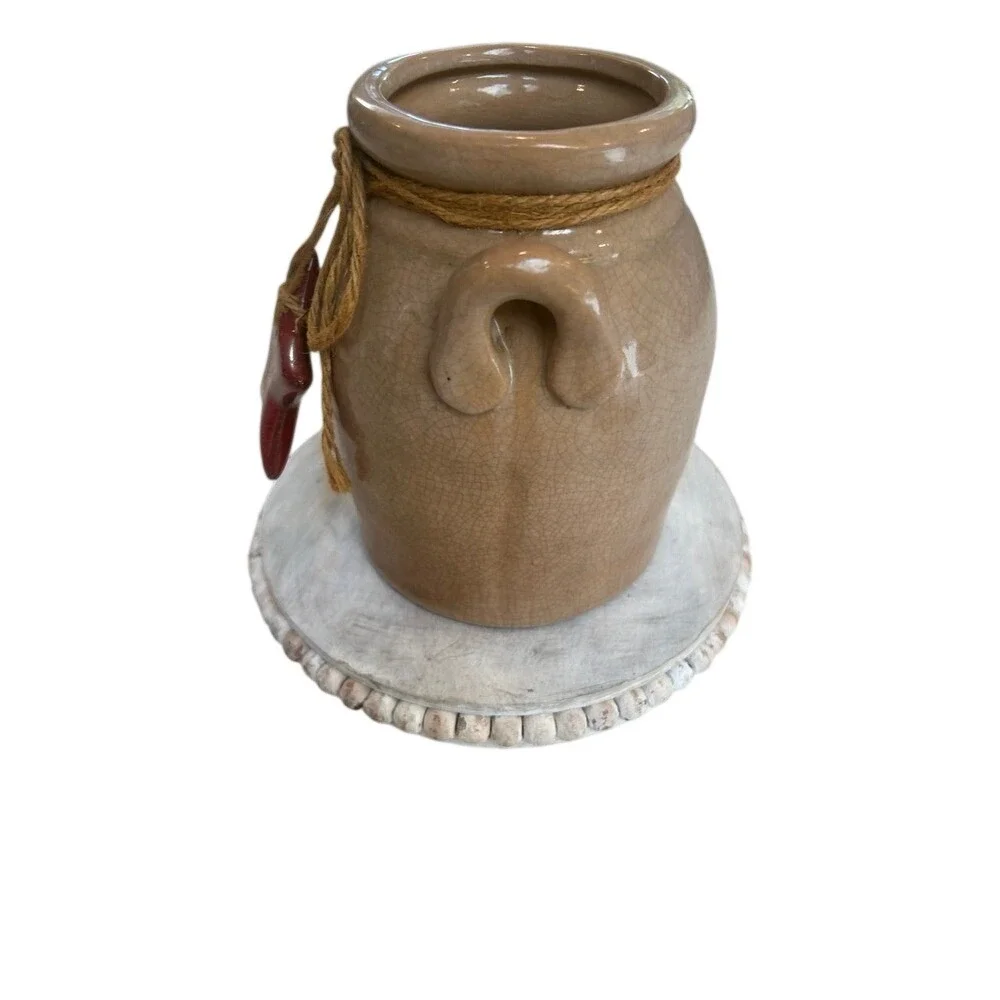 Farm house brown glazed ceramic jug with ceramic star.‎